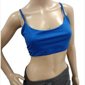 Balance Collection Women's Large Blue Sports Bra Strappy Back Spaghetti Straps